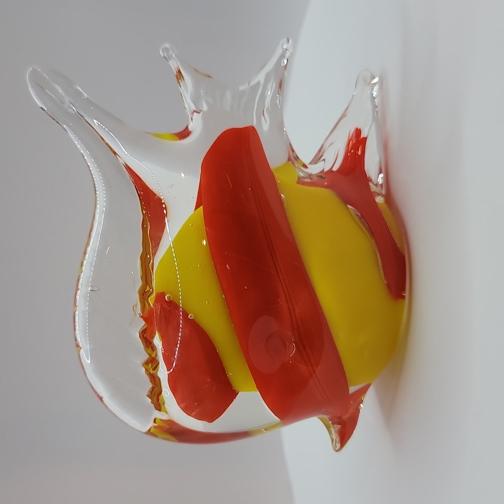 Red and Yellow Fish Glass Paperweight